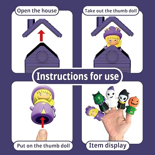 Miniatura 7 de Juguetes de aprendizaje para niños de 1, 2, 3, 4 años, 5 marionetas de dedo de Halloween y 5 graneros para niños, juego de motricidad fina, juguetes
