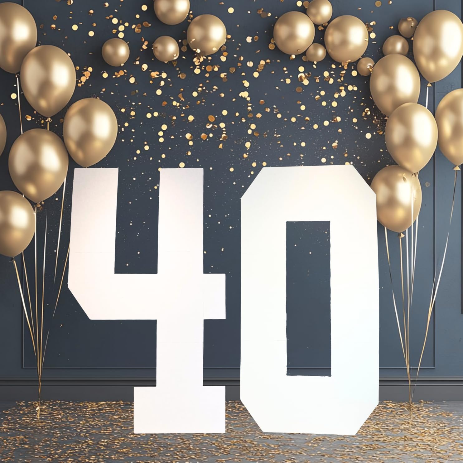 Cardécoray 4Ft Large Cardboard Numbers - Diy Birthday Party Decorations, Giant Number Props, Customizable Freestanding Display Numbers (40)