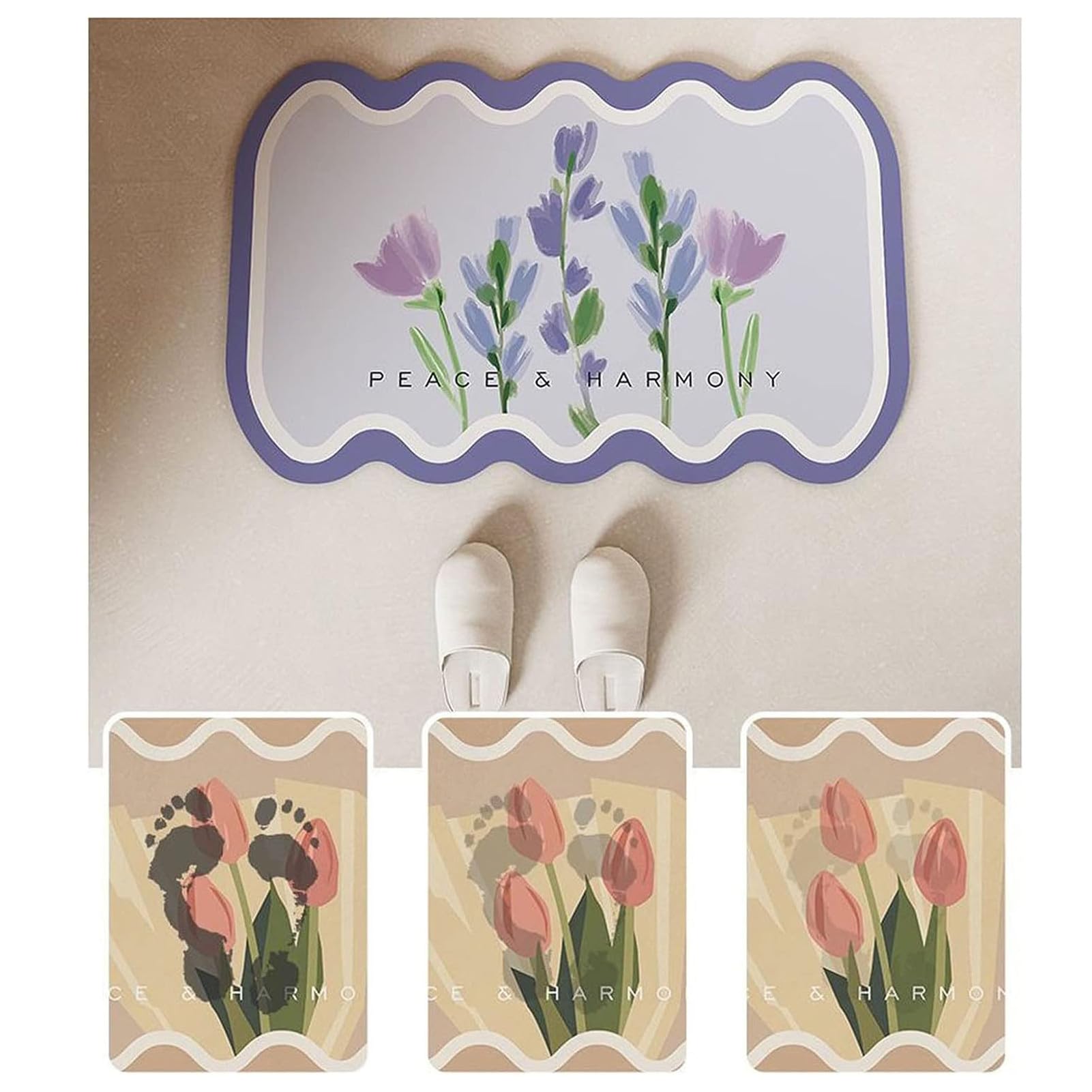 Tappeto Bagno Assorbente, Tappeto da Bagno Antiscivolo, Tappeto Doccia Assorbente Lavabile in Cotone, Tappeti Bagno Moderni di qualità (Verde,60 x 90 cm)