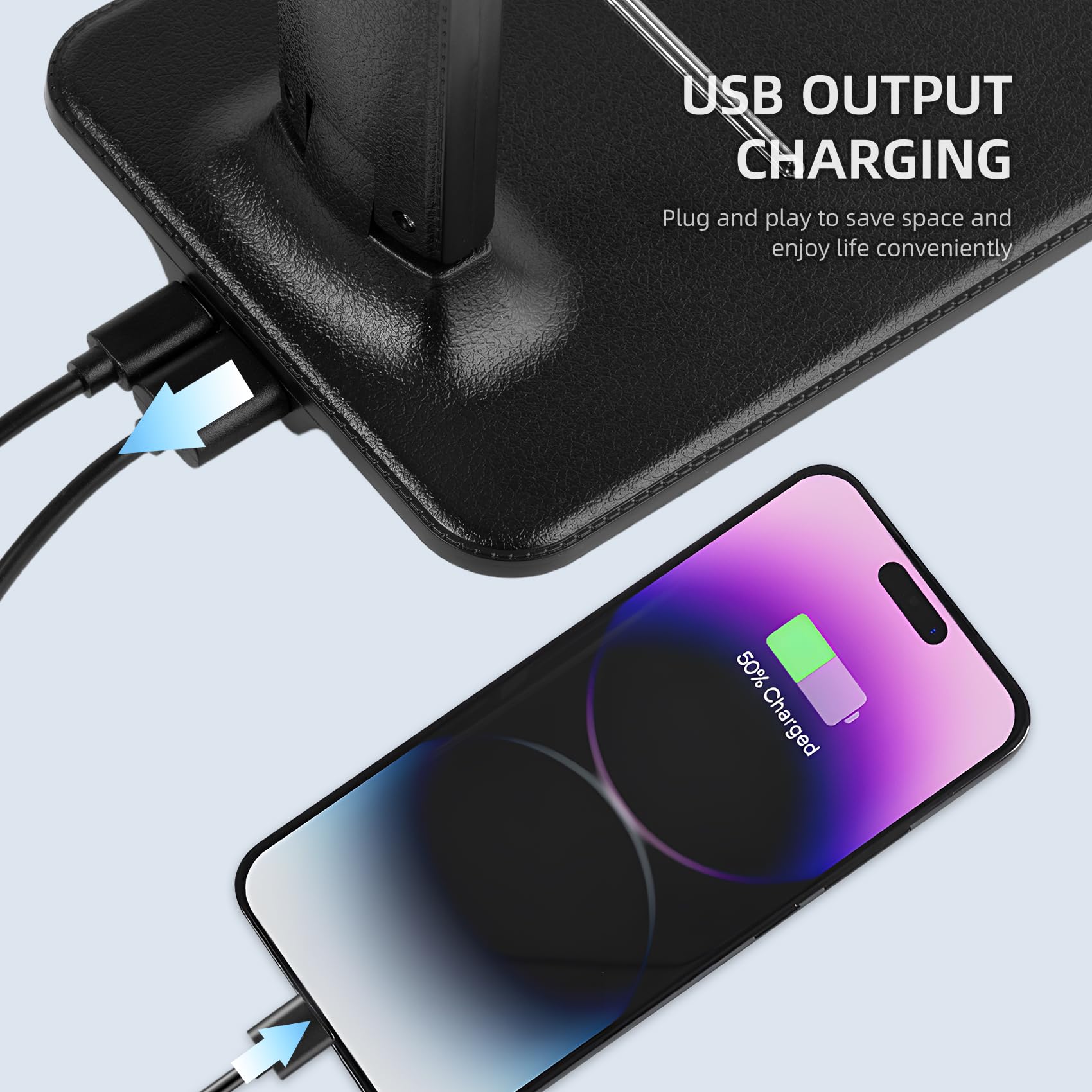 Lampada da scrivania a LED, dimmerabile, lampada da tavolo a LED con 5 colori e 5 livelli di luminosità, lampada da lettura con porta di ricarica USB, controllo touch per bambini, camera da letto