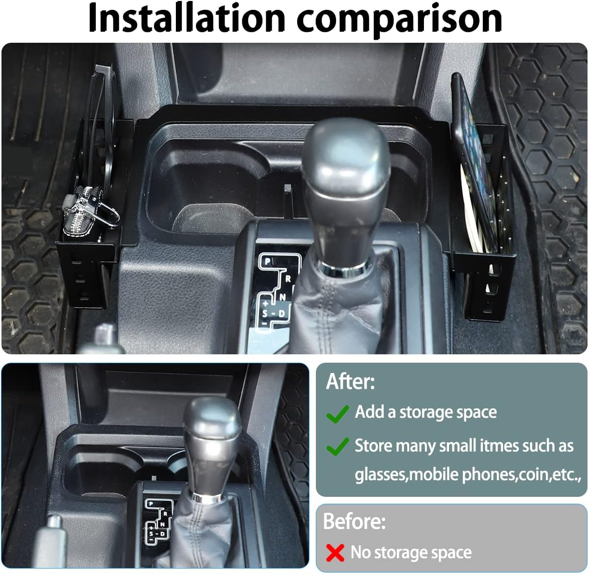 Toyota Tacoma 2016-2023 Console Organizer - Center Console Storage Box with Phone Storage, Both Sides Storage Box, Accessories