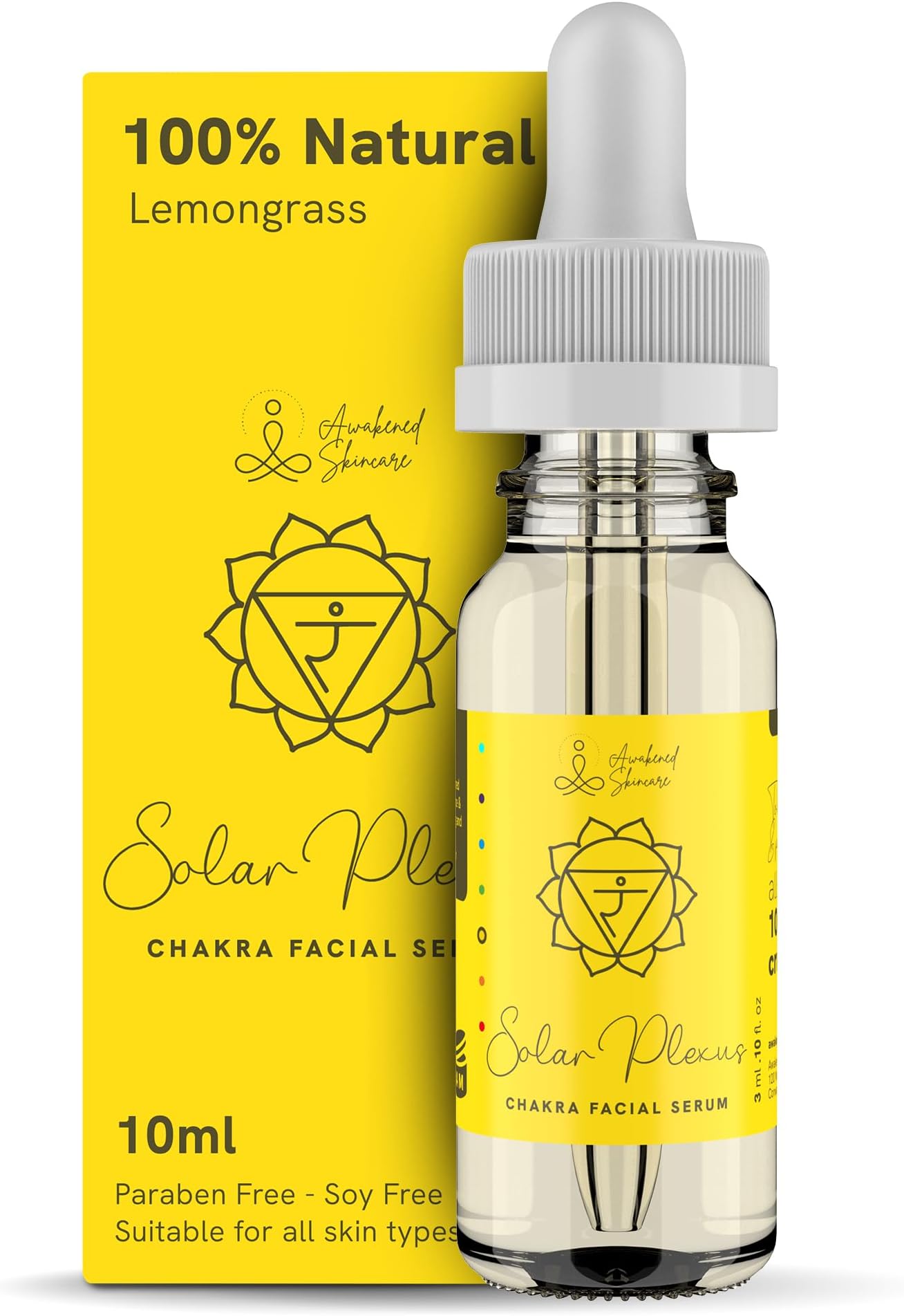 Solar Plexus Chakra Facial Serum Essential Oil Blend, Natural & Organic Moisturizing Serum for Face with Sunflower, Argan, Apricot, Lemongrass Oils for Spiritual Journey, Peace, Deeper Connection