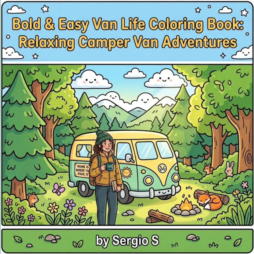 Bold & Easy Van Life Coloring Book: Relaxing Camper Van Adventures