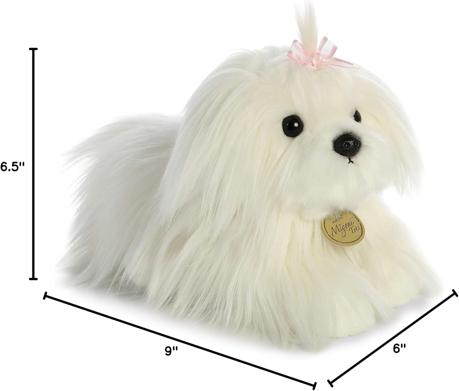 Aurora® Adorable Miyoni® Tots Maltese Puppy Stuffed Animal - Lifelike Details Make a Cherished Companion - Perfect for Decorating Bedrooms or Classrooms - White 9 Inches