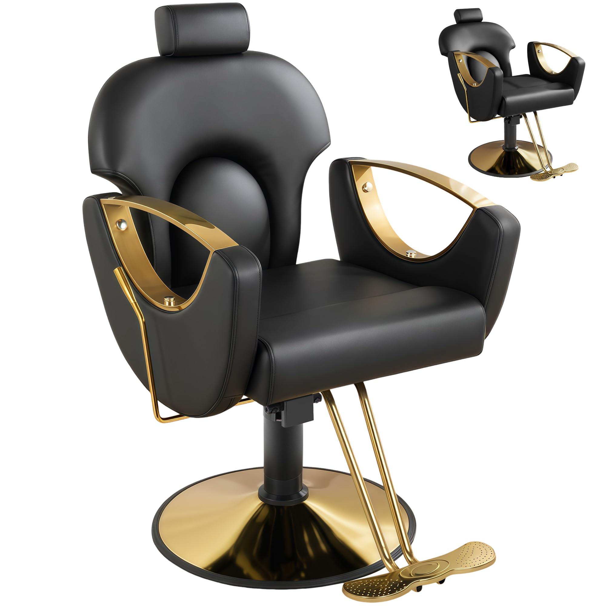 Barber Salon Chair for Hair Stylist,Height Adjustable Hair Chair with Professional Hydraulic PUM,Multi-Function Shampoo Tattoo Beauty Salon Hairdresser Armchair for Barbershop(Black)