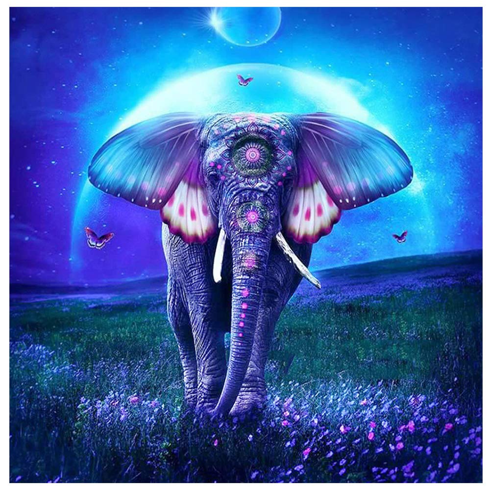 Vansiho DIY 5D Diamond Painting Full Drill, by Number Kits Crafts & Sewing Cross Stitch, Home Decor Arts and Crafts Wall Decor,Elephant