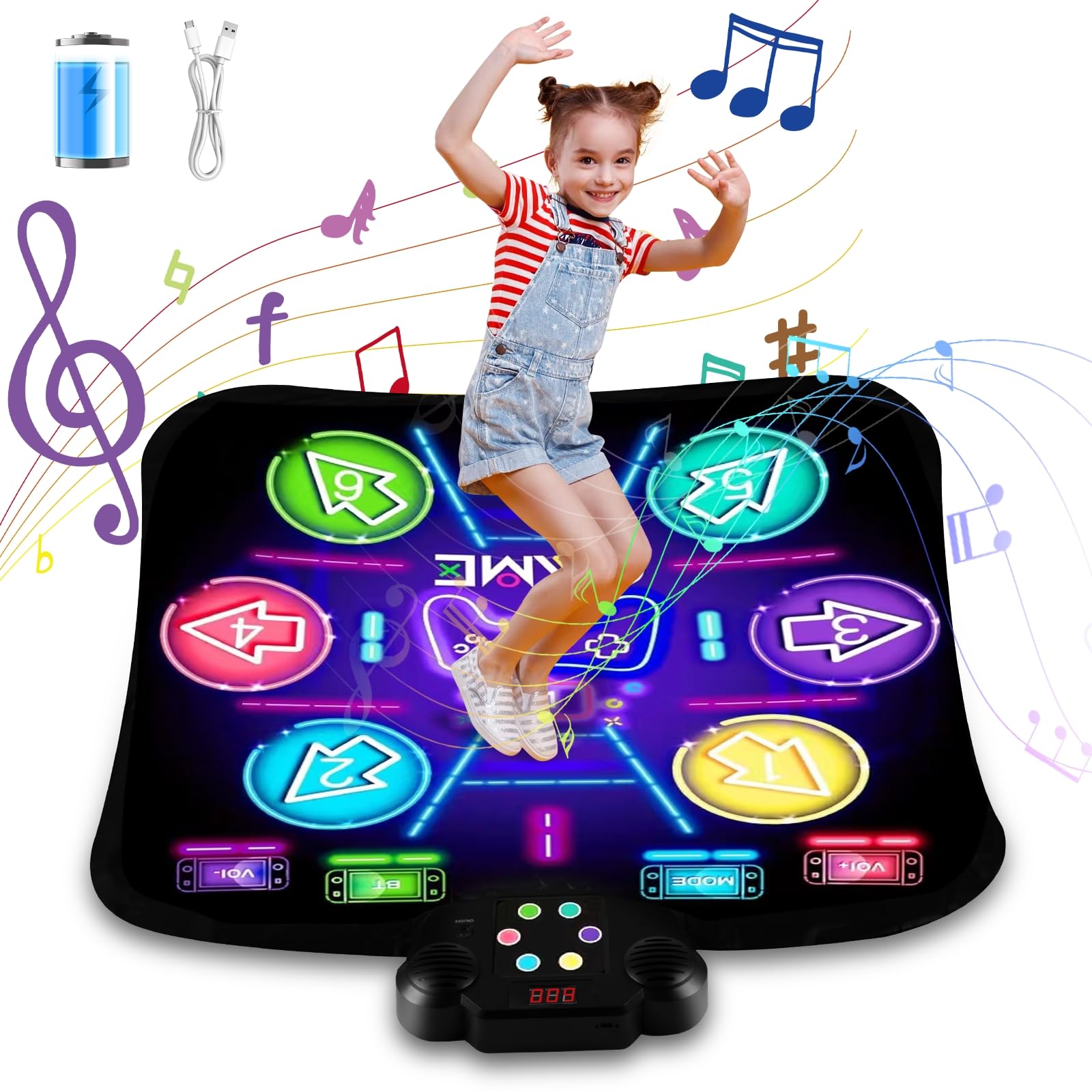 CXWLMAT Recargable Niños Alfombras de Baile para 3-12 Años, Niñas Alfombras Baile con Batería de Gran Capacidad, Música Bluetooth Mantas de Baile Juguetes