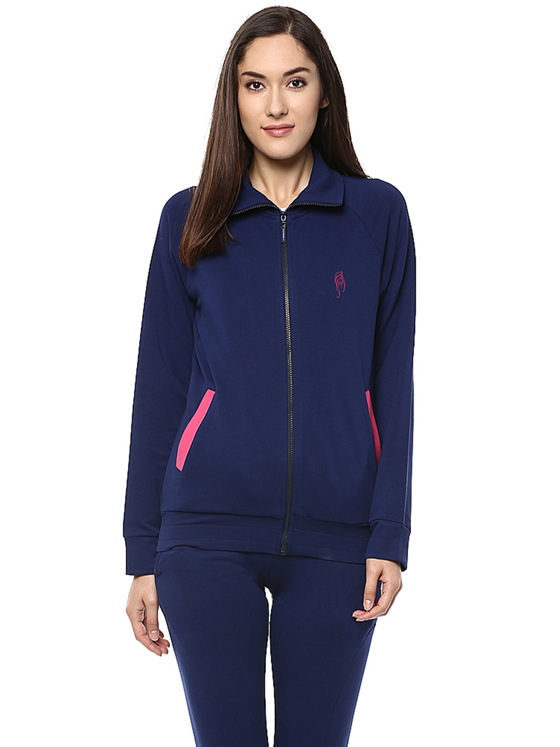 Solid Navy Blue Track Jackets-image-0