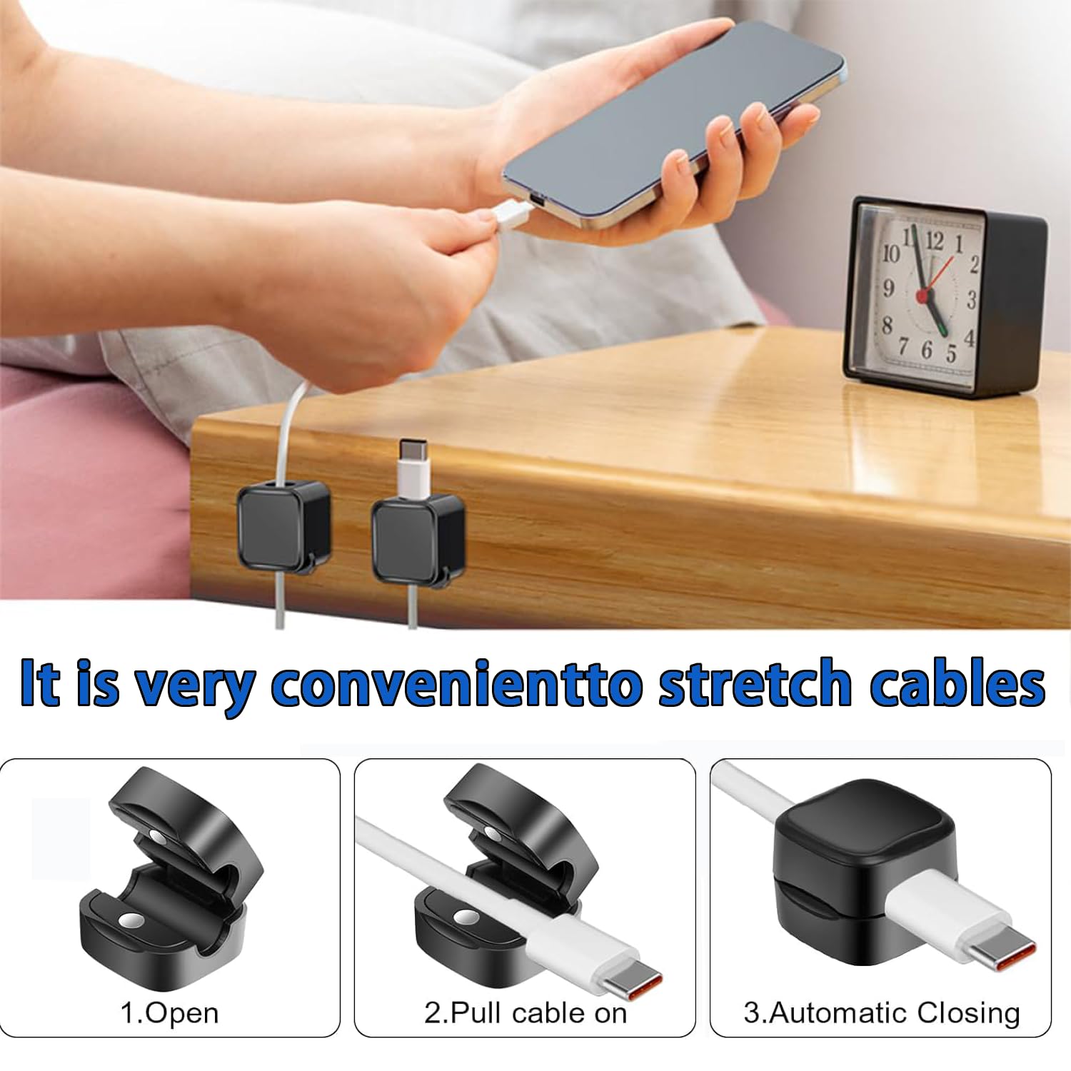 Clip Magnetiche Per Cavi, 12 Pezzi, Supporti Autoadesivi Per Organizzare Cavi Di Ricarica, Scrivania, Comodino, Ufficio E Auto, Colore Nero