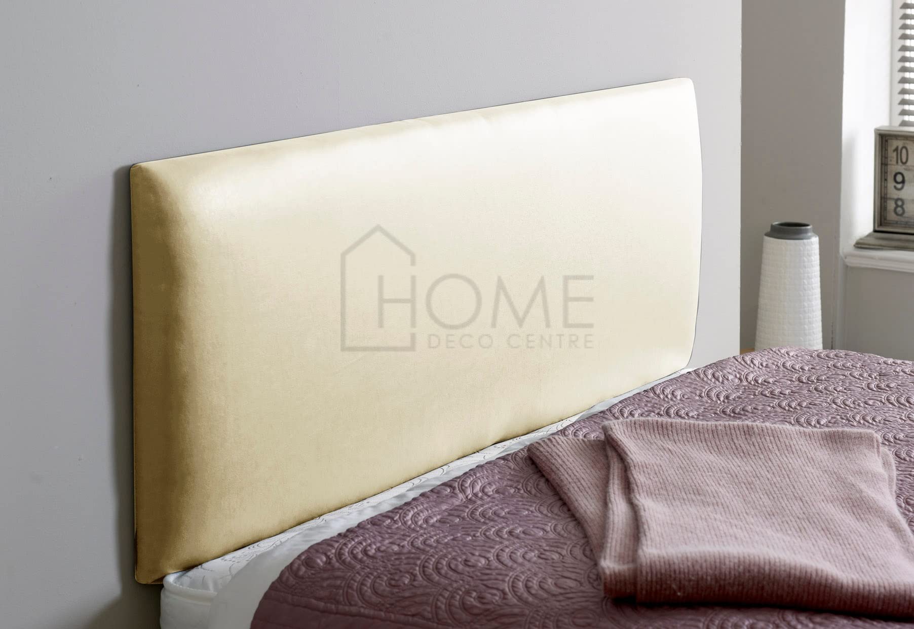 CROWNBEDSUK Faux Leather Divan bed Headboard 20" height thick padded (Cream, 3FT (SINGLE))