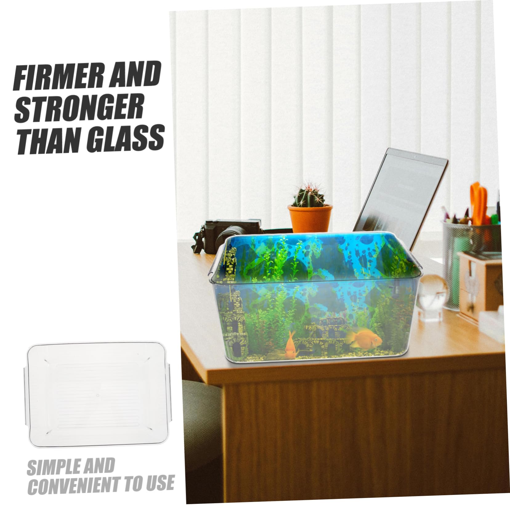 YARNOW Kleines Transparentes Kunststoff Aquarium Tragbarer Goldfisch Tank Rechteckiges Desktop Fischglas Dekorativ für Zuhause Büro und Garten Wiederverwendbar Leicht zu Reinigen