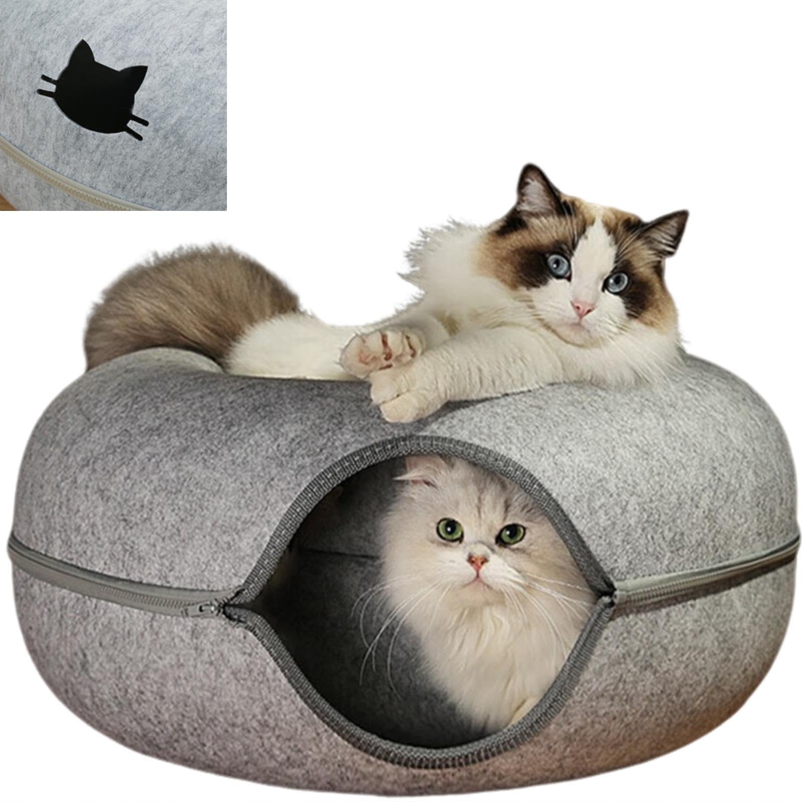 Amazon.co.jp: 猫ドーナツ洗えるフエルト製 ドーム型 トンネル 猫用