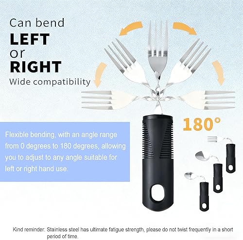 Miniatura 5 de Juego de cubiertos adaptativos, 4 piezas de cubiertos con peso flexibles, adecuados para ancianos, enfermedad de Parkinson, artritis, temblores de