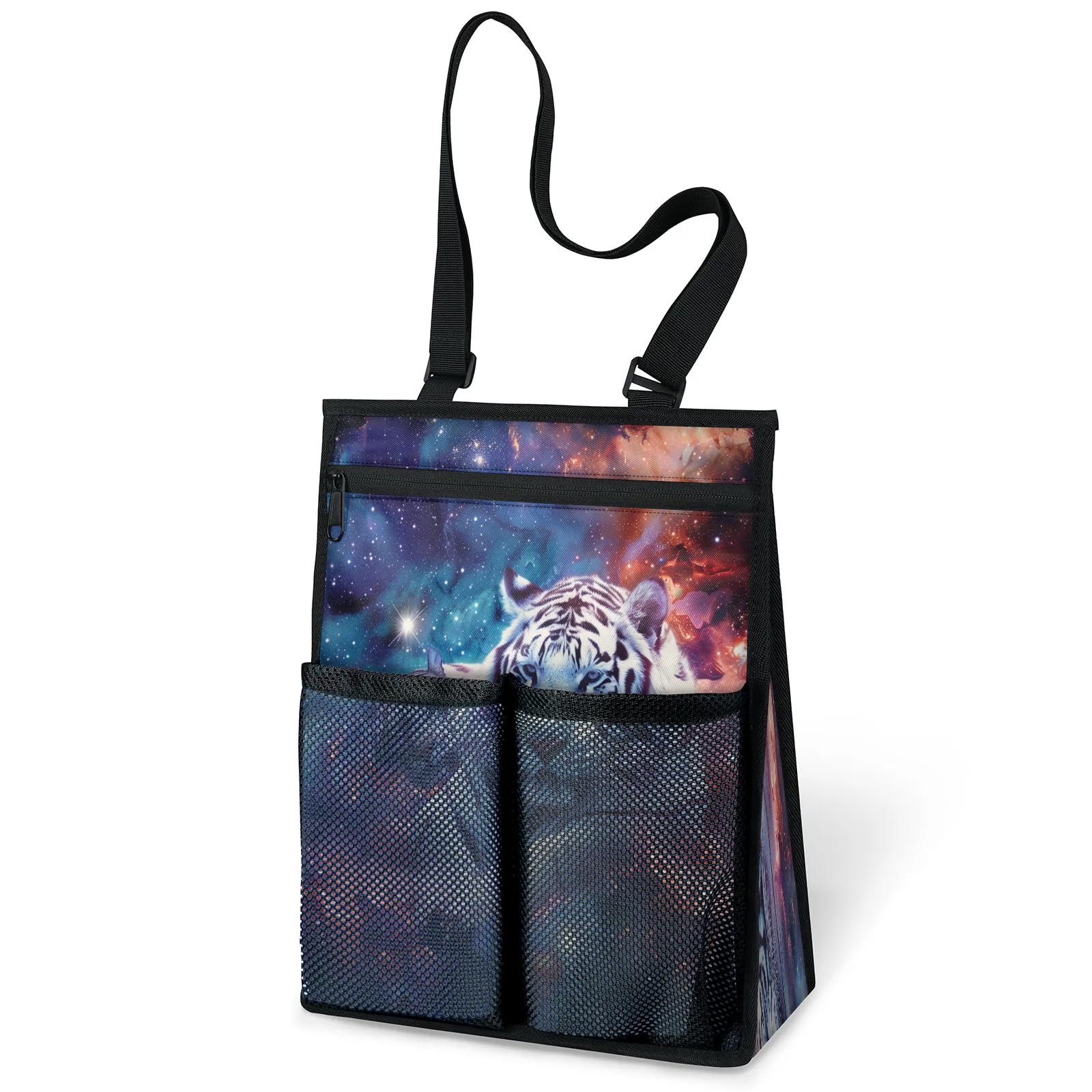 Ourtheme Galaxy Tigers Portable Shower Bag for Travel Gym Camp Beach Tote Shower Caddy Bags Hanging Toiletry Organizer