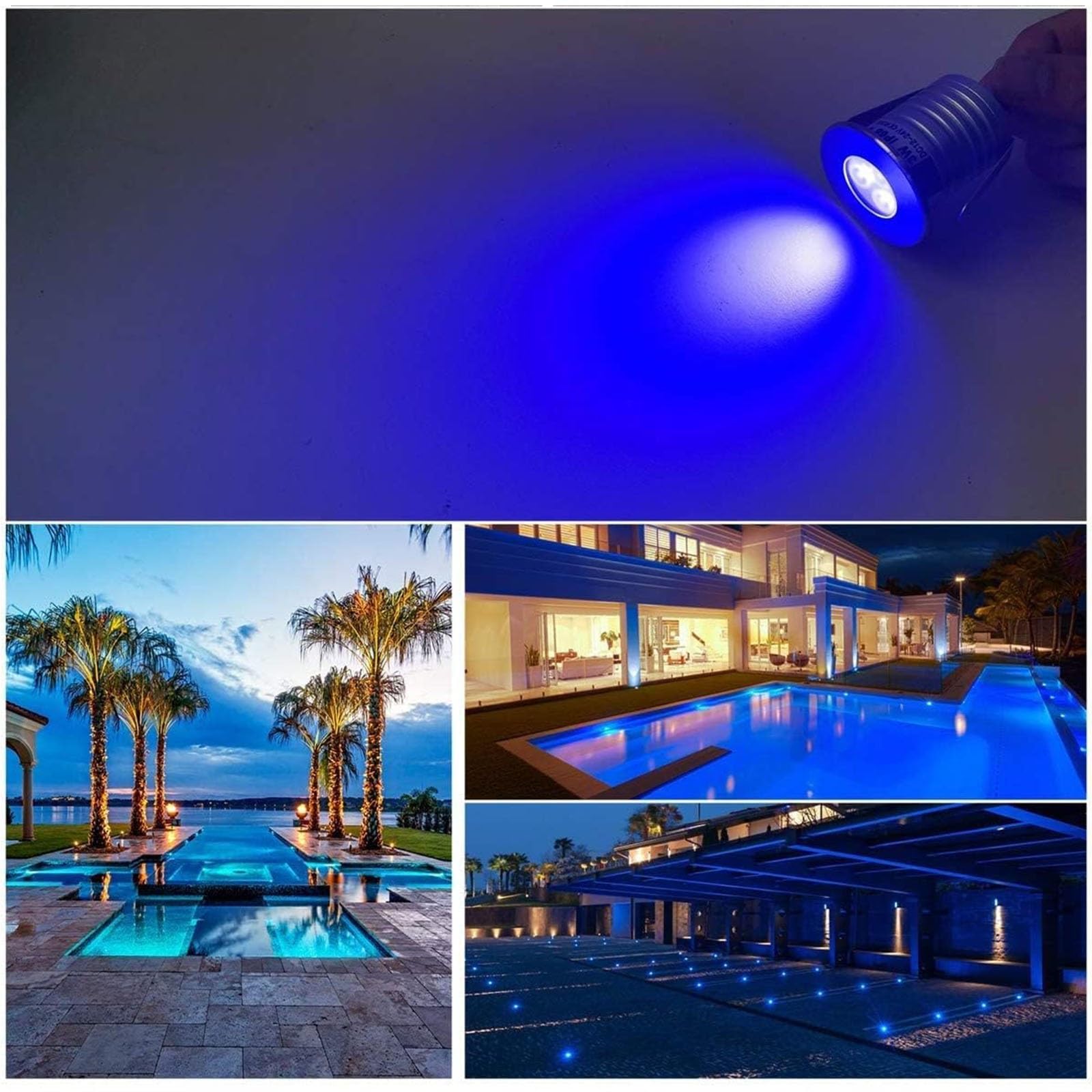 4 Stück Unterwasser-Poolbeleuchtung – LED-Poollicht, dimmbar, mit niedriger Spannung 3 W, IP68, IP68, wasserdicht, für Teiche, Wasserfälle, Brunnen, 12 V-24 V DC (blau)