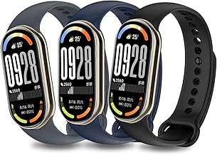 Xisair 3 Straps Compatible with Xiaomi Band 9, Xiaomi Band 8 Silicone Sports Strap, Replacement Strap for Xiaomi Mi Band 9, Miband 8 Strap Quick Disassembly, Breathable, Waterproof