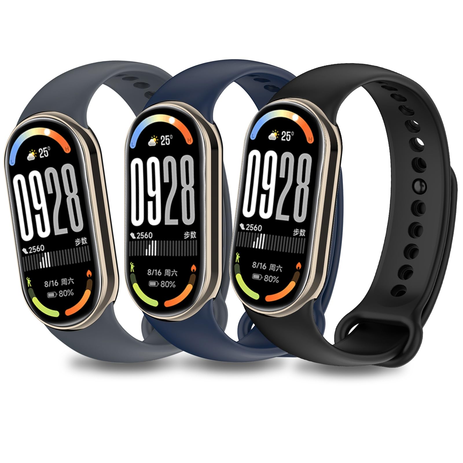 Xisair 3 Straps Compatible With Xiaomi Band 9, Xiaomi Band 8 Silicone Sports Strap, Breathable, Waterproof Replacement Strap for Miband 8 and Miband 9, Quick Release Strap — image 1
