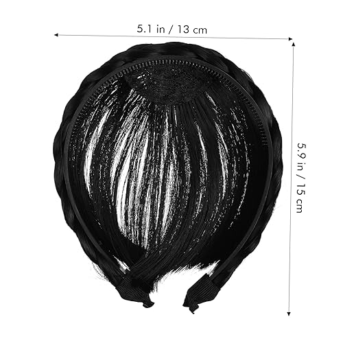 Miniatura 2 de Peluca de cabello ondulado negro con flequillo, para mujer, con flecos, cómodo, ajuste universal