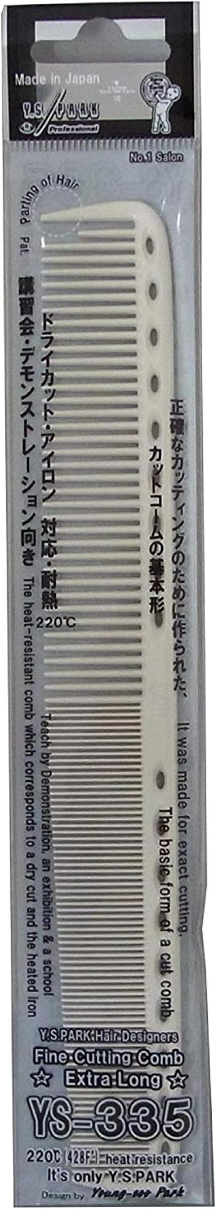 YS Park 335 Extra Long Fine Cutting Comb In GRAPHITE From ProHairTools by Y.S.Park