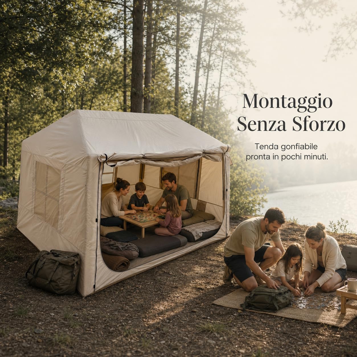 6-8 Gonfiabile da Campeggio, Automatica e Impermeabile per Tutte le Stagioni, per outdoor