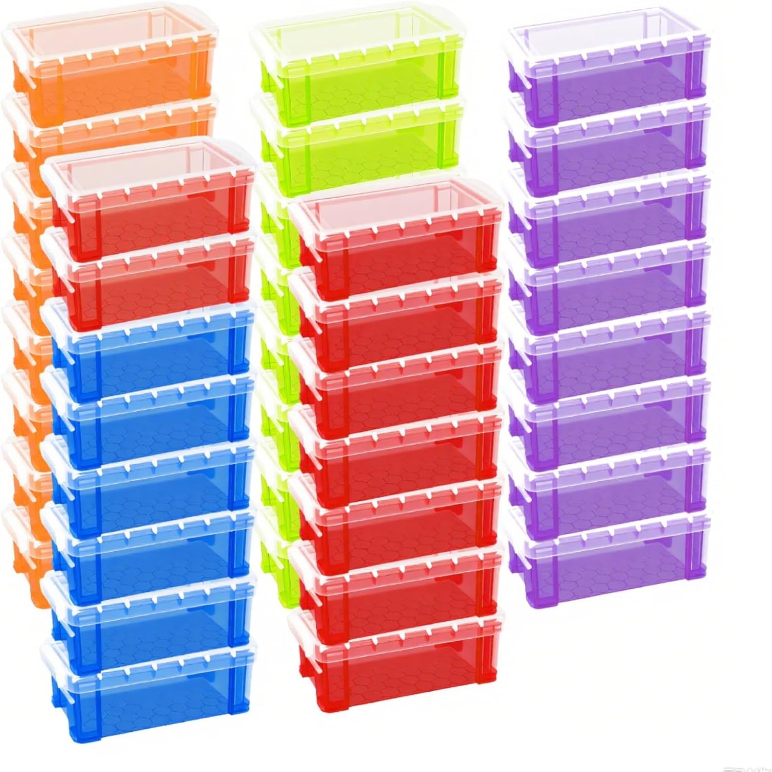 Denylo pro 40 Pcs Back to School Plastic Crayon Box Stackable Crayon Organizer Storage Containers with Latching Lid for Back to School Classroom Supplies Classmate Stationery