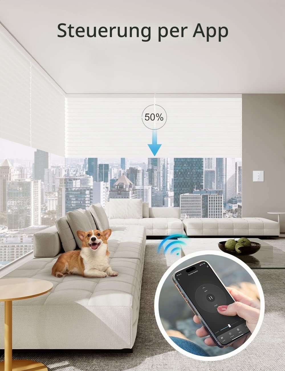 Maxcio 6.1 Gen WLAN Rolladenschalter für Smart Home mit Prozentsteuerung | Kompatibel mit Alexa & Google Home, App-Timer für Jalousie & Vorhang, Weiß 4 Packs, 230V 10A, Nullleiter Erforderlich