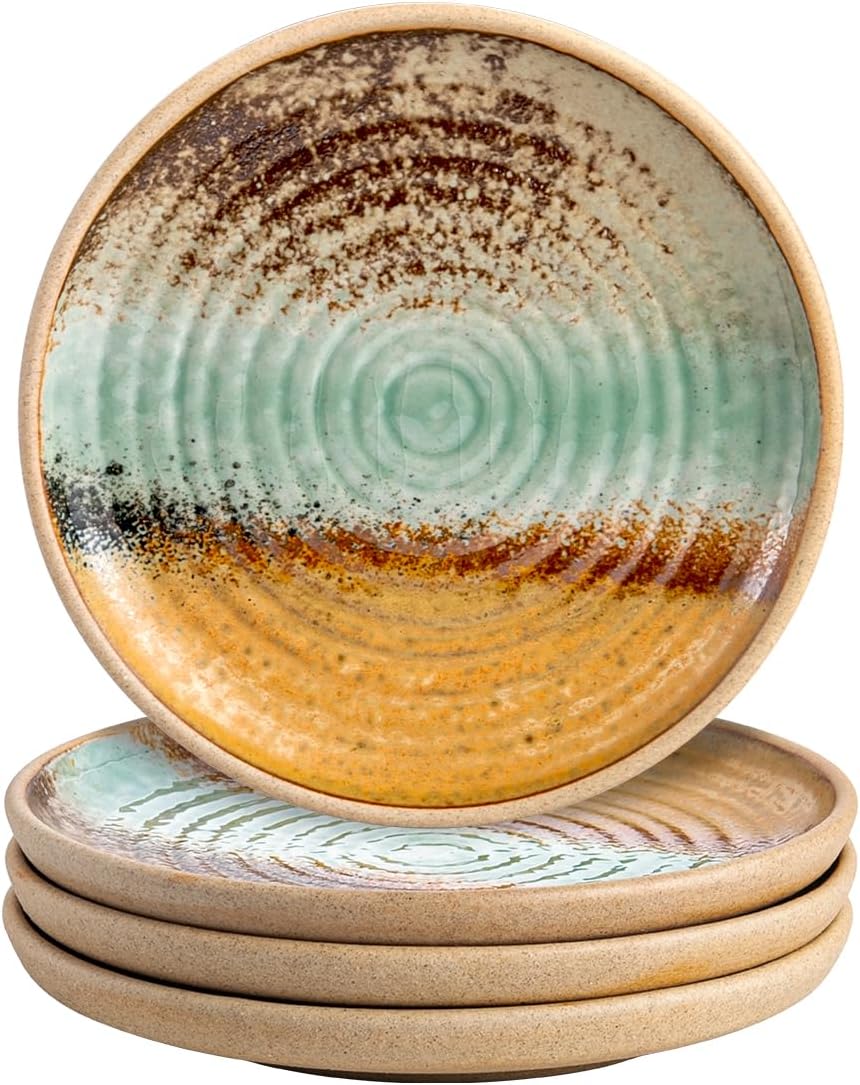 UNICASA Small Appetizer Plates,Dessert Plates Ceramic,5 inch Dipping Dish,Set of 4,Japanese Style Snack Plate for Sauce, Bread, Cheese & Crackers - Lead-Free Porcelain, Dishwasher Safe