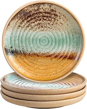 UNICASA Dessert Plates, 6.5 Inch Appetizer Plate Set of 4 - Microwave & Dishwasher Safe Ceramic Side Dish for Salad, Snacks, Japanese Plates