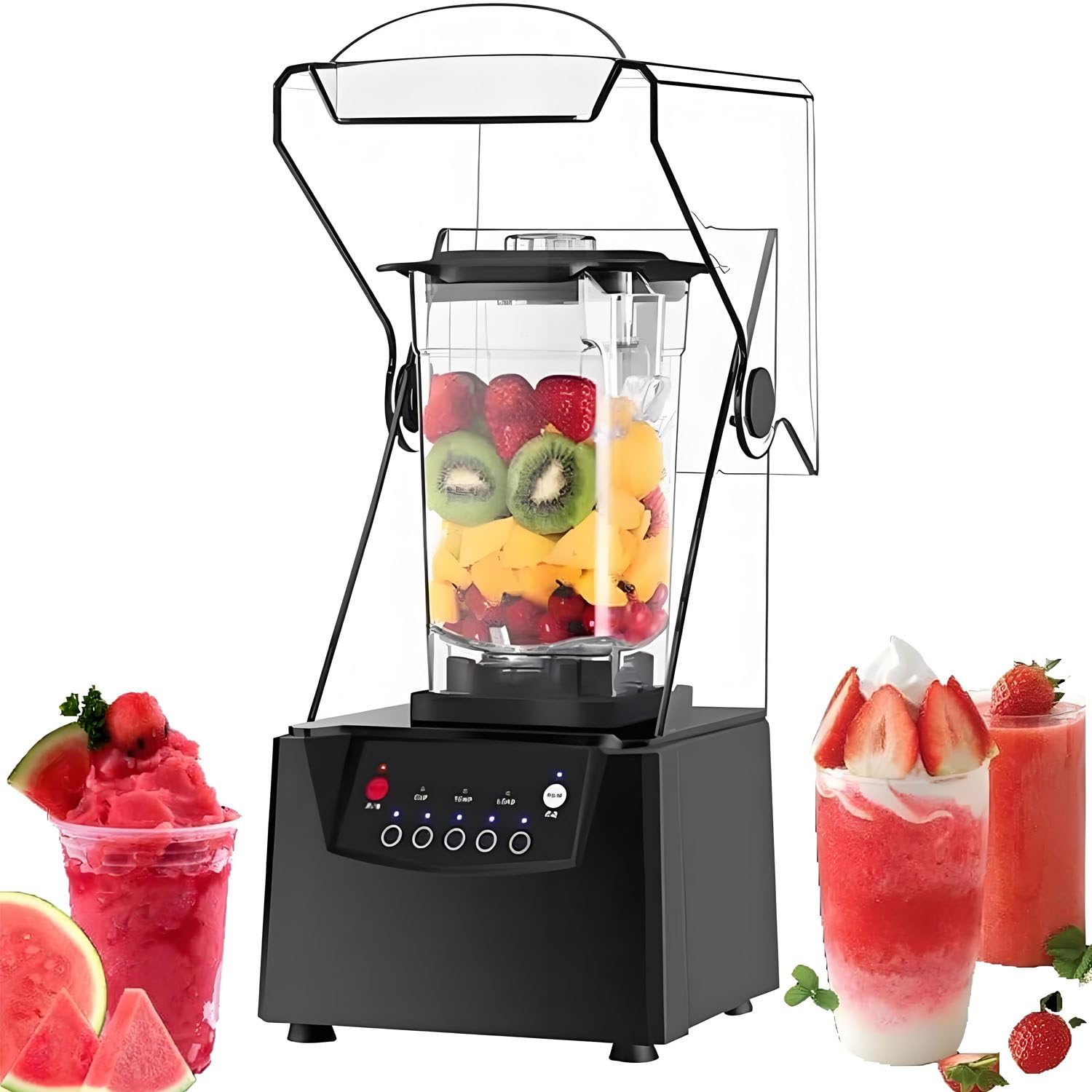 Batidora al vacío de 2200 W, Sistema silencioso de Calidad Profesional, 5 velocidades, autolimpieza, batidora de Alta Velocidad de 17000 RPM, Ideal para la Cocina, té con Leche y café. 220V