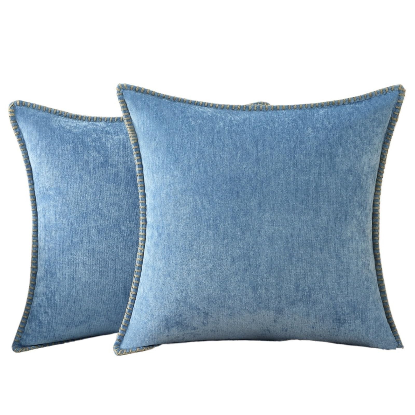 Fundas de Almohada de Pana, Funda de cojín Decorativa for sofá, hogar, Coche, Oficina, Hotel, 2 uds.(Blue,26X26inch(66x66cm))