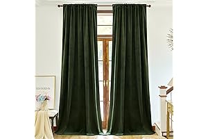 Nemia Green Velvet Curtains: Luxury, Vintage, Thermal Insulated for Bedroom and Living Room