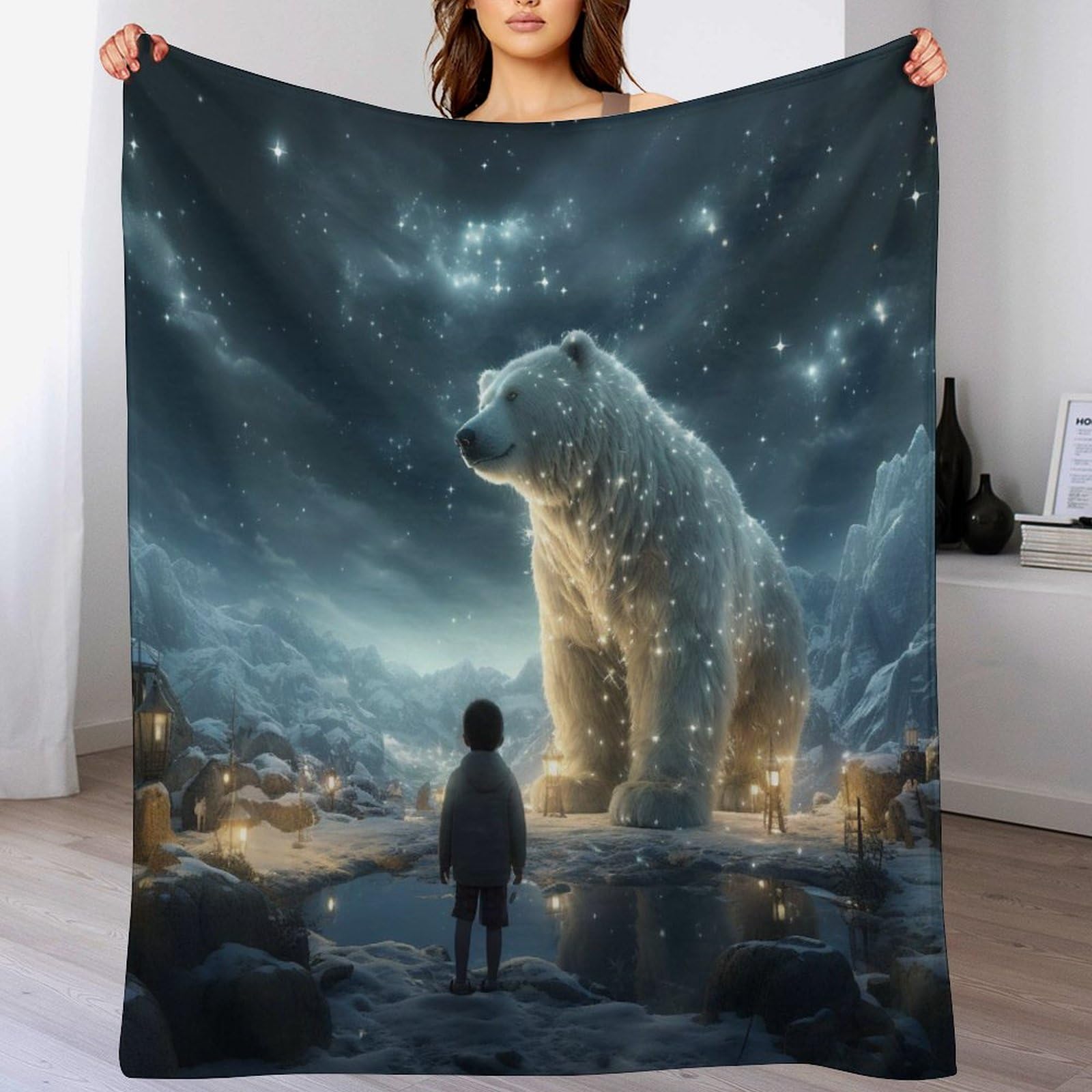Couverture thermique en polaire pour améliorer le sommeil avec motif ours en flanelle douce