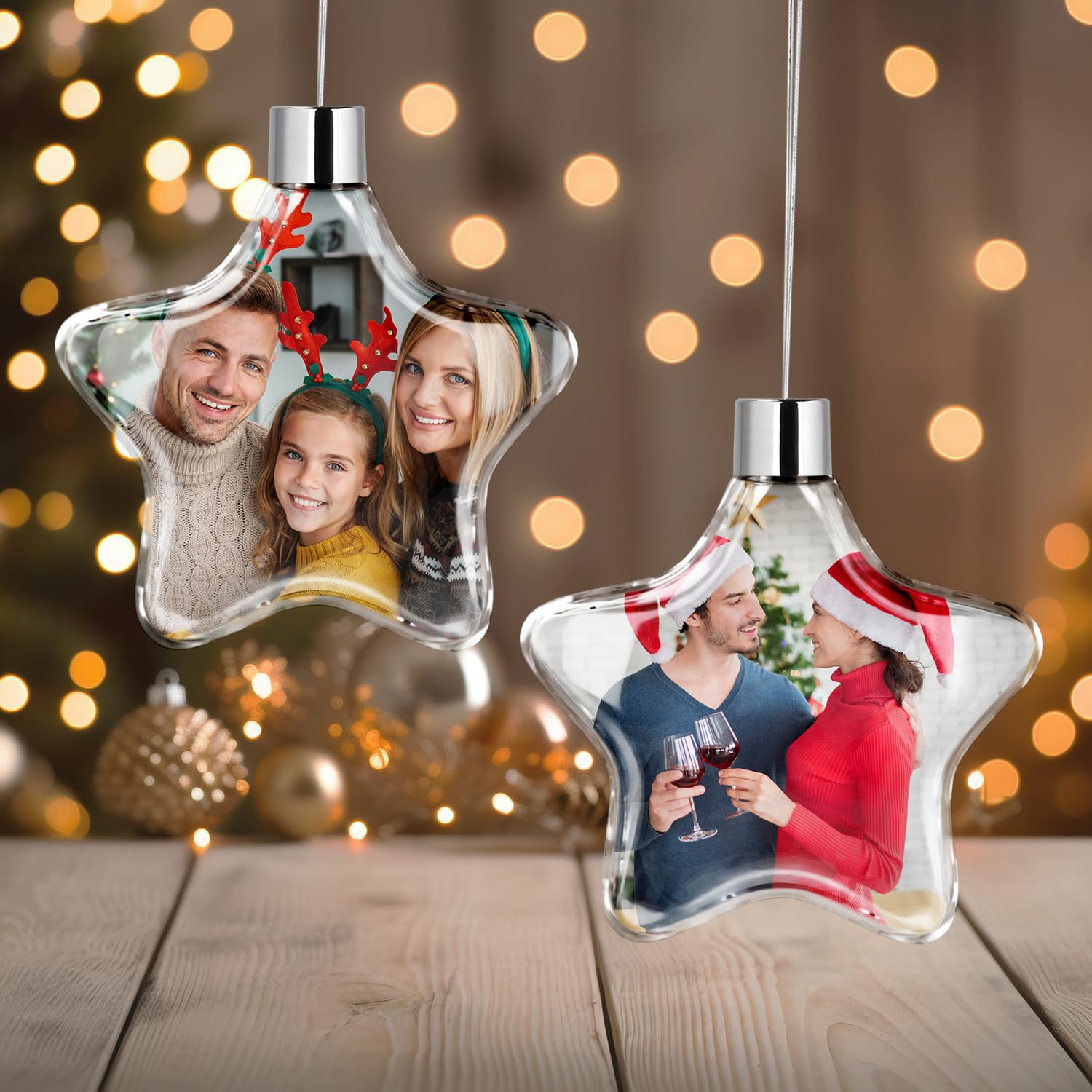 Bola Navidad Personalizada con Foto, Adornos Navidad Personalizados 2 Caras Adornos Arbol Navidad Decoración 2024 Navideña Fotos Personalizados Regalo para Casa Amigos, Familiares, Pareja