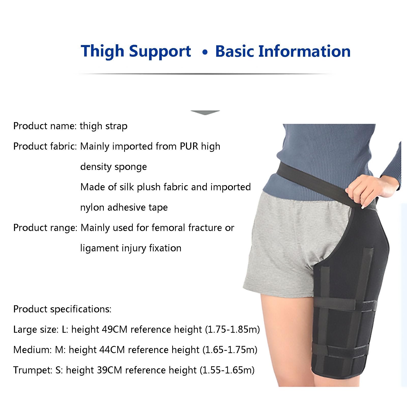 HAILM Envoltura Compresión Muslo, con Soporte Aleación Aluminio, Hip Brace para Aliviar Dolor Ciática, Adapta Hombres y Mujeres, Pierna Izquierda o Derecha,S