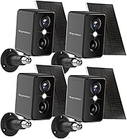 Vista 1 de Septekon 2K Security Cameras Wireless Outdoor 4 Pack, Solar Battery Powered Camera with Two Spotlights, PIR Motion Detection Siren, Color Night
