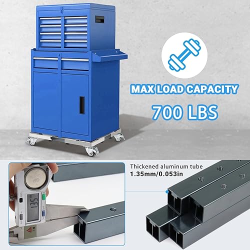 Miniatura 2 de Nefish Carrito de acero inoxidable mejorado para electrodomésticos con ruedas de 21 a 28 pulgadas, rodillo, resistente, 700 libras, carrito de