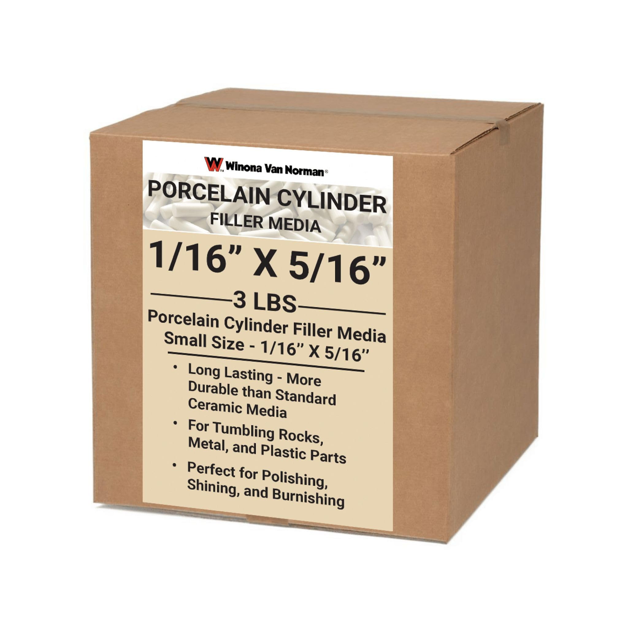 Porcelain Cylinder Filler Media - Rock Tumbling and Polishing - Small Size 1/16