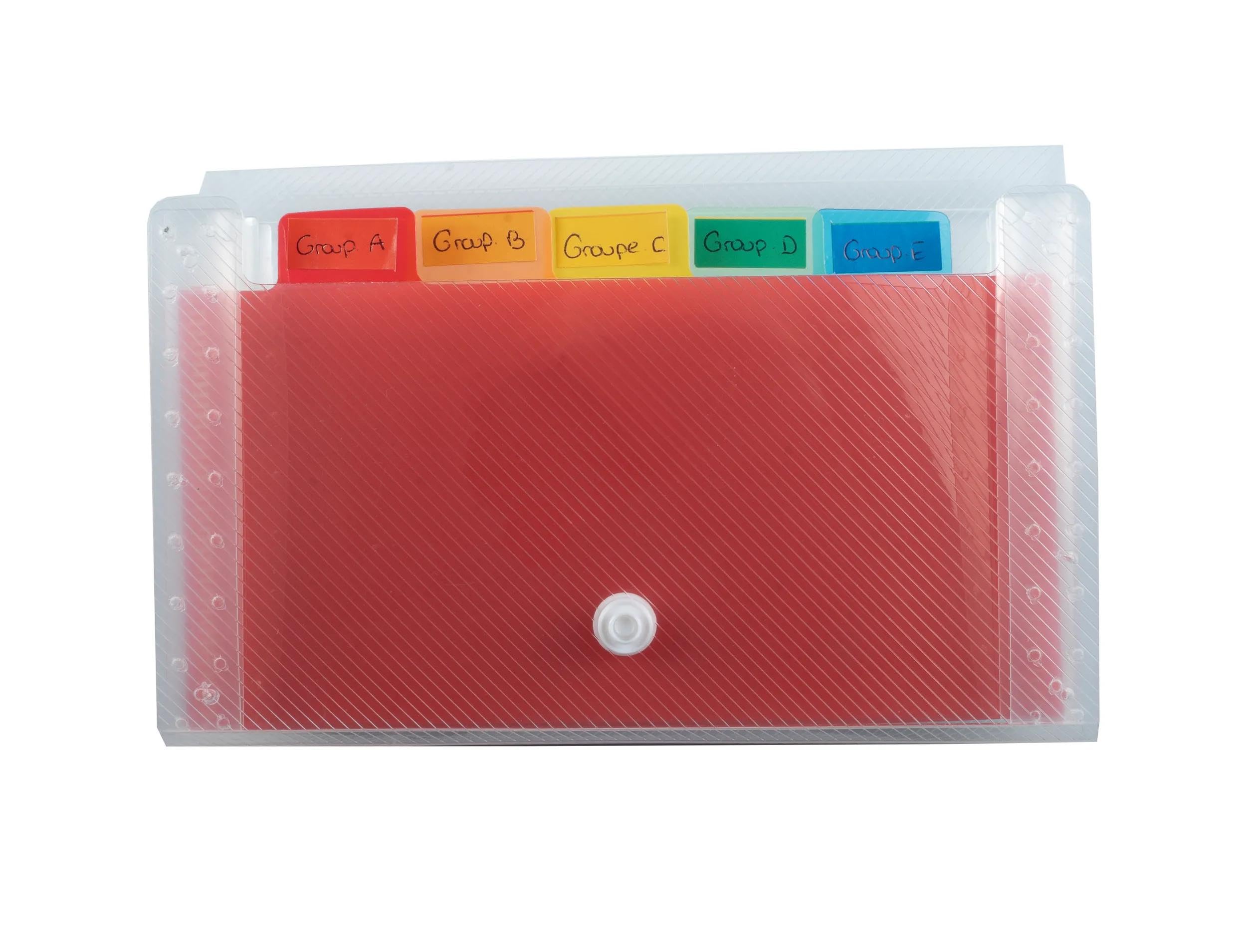 Exacompta - Ref 55498E - Box of 5 pocket Crystal case sorters - PP cover and interior - expandable back - closure with push button - 6 compartments - size 18x11cm - crystal
