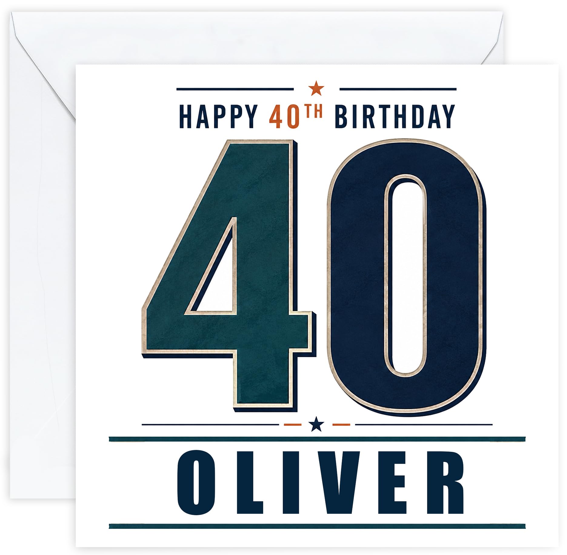 Personalised 40th Birthday Card for Men with Name | Fortieth Birthday Card for Him | 40 Year Old Birthday Card | Husband Dad Son Brother Friend (Design 11)