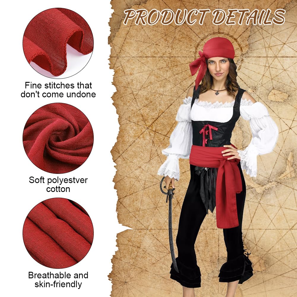 Alaoo Kit Accessori Pirata, Capitano Pirata Costume Accessori, Accessori Costume da Pirata con Cintura Bandana da Pirata, Accessori per Costume da Pirata per Halloween Carnevale Festa
