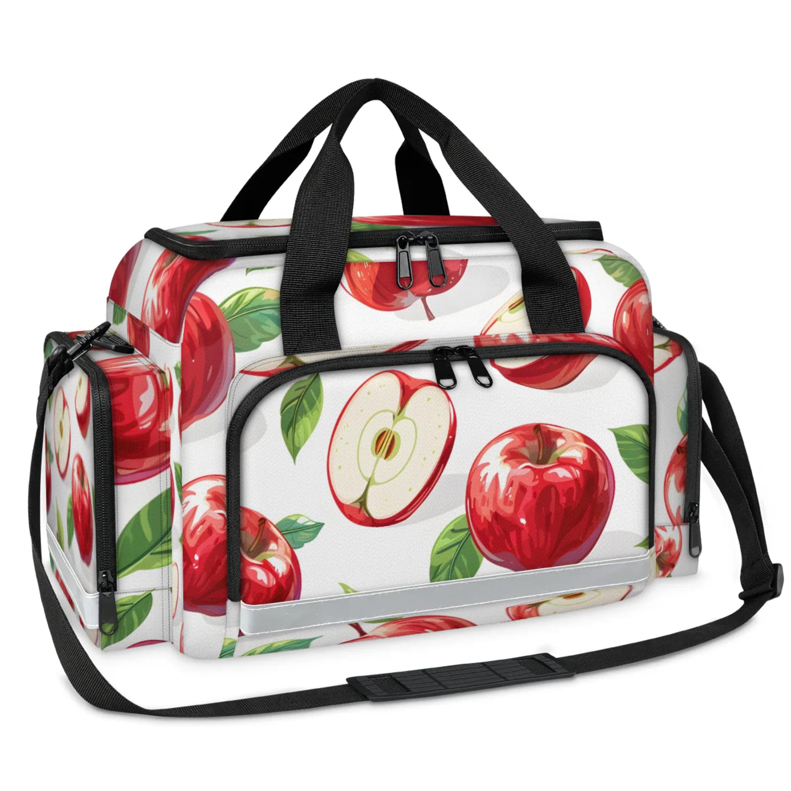 GzLeyigou First Aid Bags Empty, Red Apples Emergency Bag First Aid Kit Multiple Compartment Kit Carrier On Call Trauma Bag For Paramedics Emergency Medical Supplies Kit