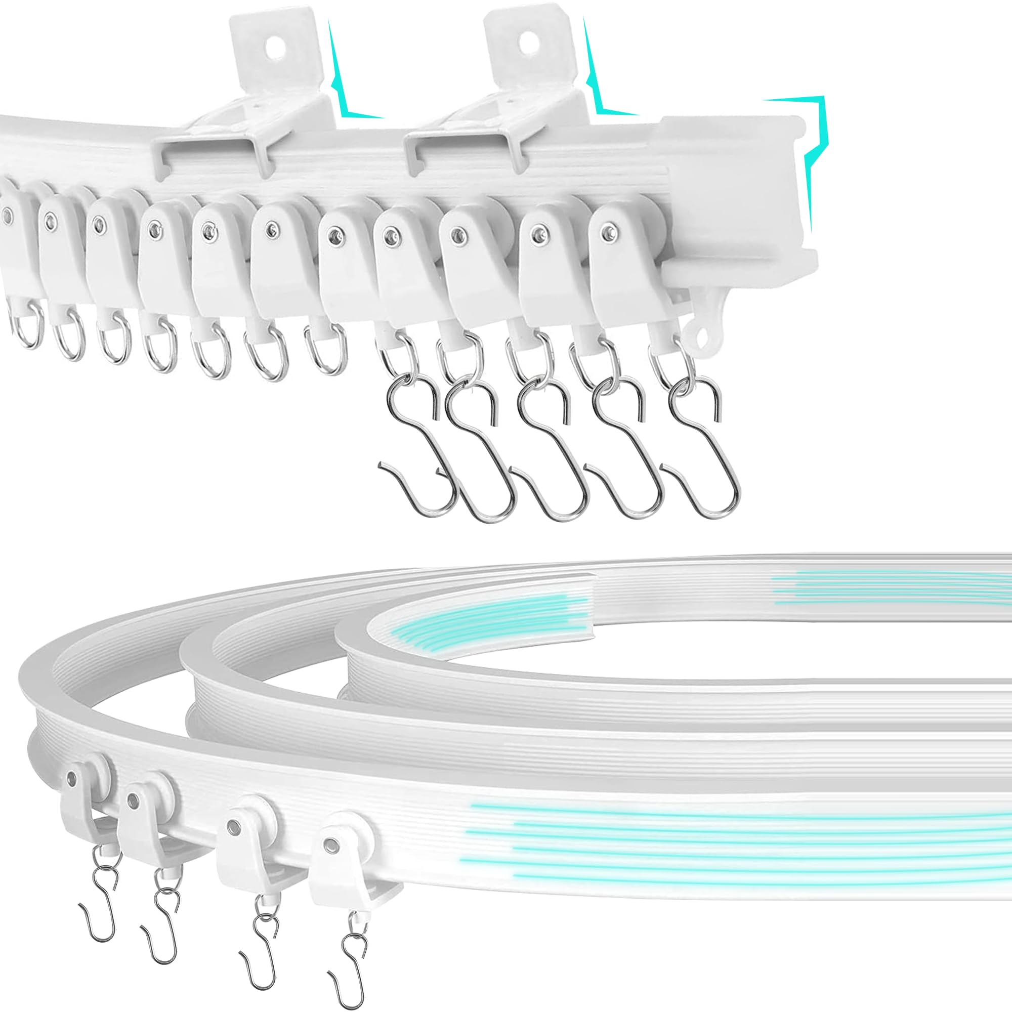 6 Meter Flexible Curtain rail track [WALL MOUNT] - White Heavy duty curtain track for Bay windows, Rooms, Divider, RV & Shower curtain rail track - Swish curtain track - Bay window curtain rail — image 1