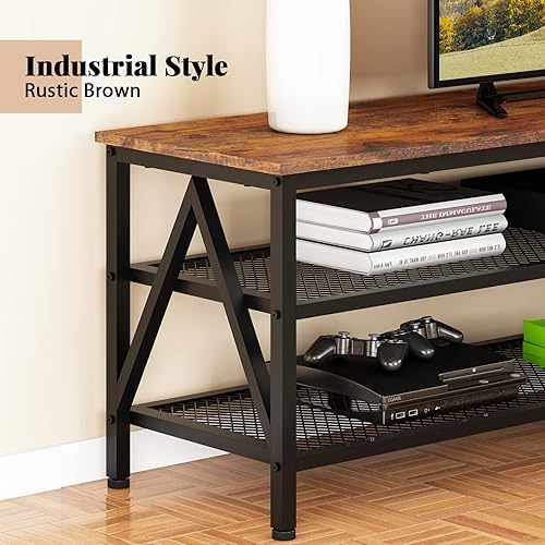 Miniatura 7 de Soporte de TV para TV de 65 a 70 pulgadas, juego de 2, mesa auxiliar industrial con cajón de tela para dormitorio, juegos de muebles de sala de estar