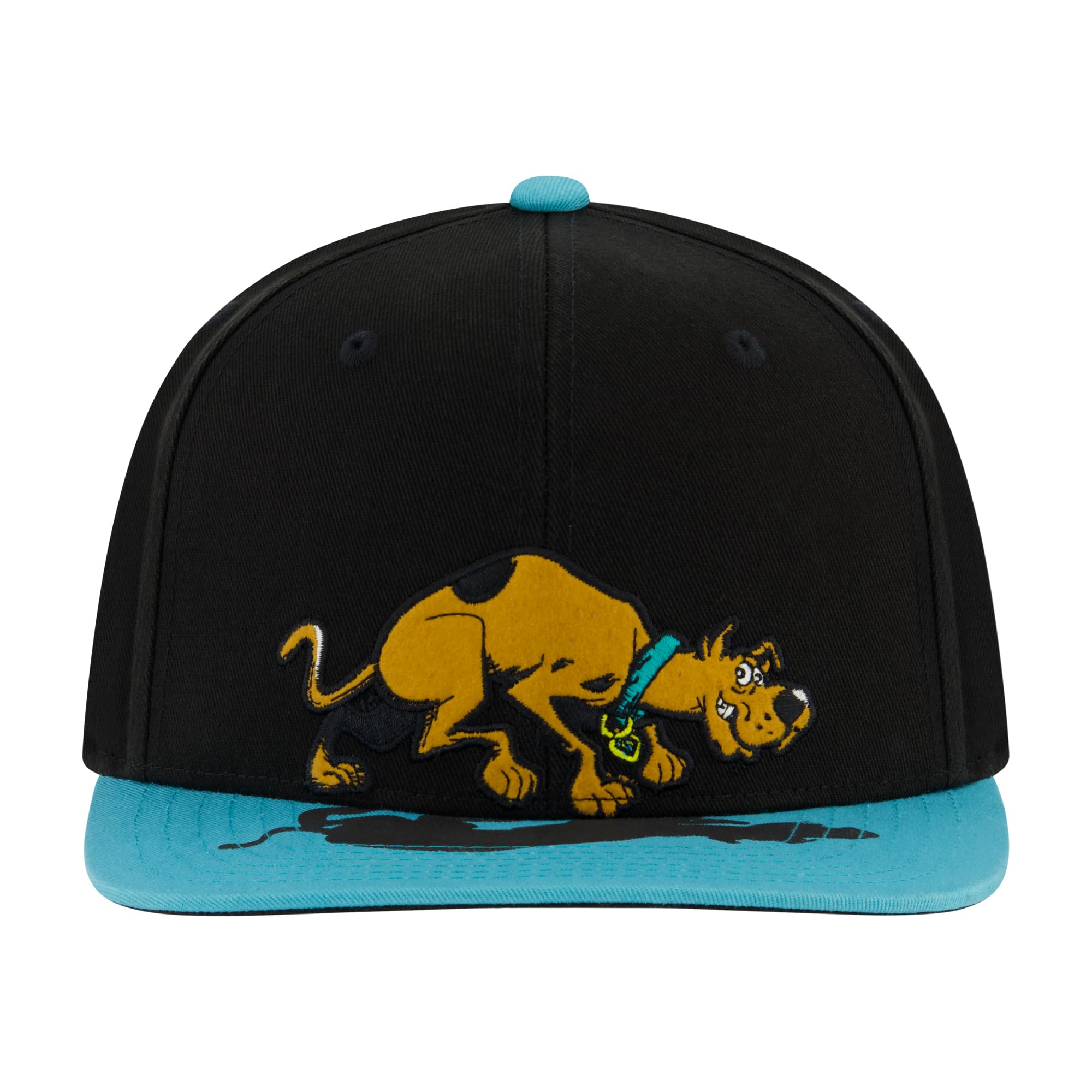 Scooby Doo Baseball Cap, Adjustable Cotton Snapback Hat with Flat Brim, Black, One Size