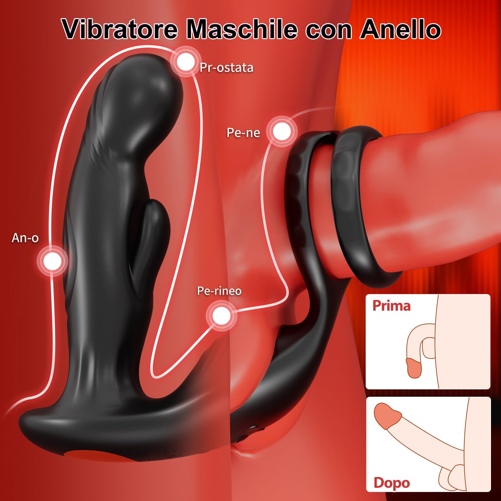 Vibratore Anale Sex Toy Uomo - Vibratore con APP Telecomando, Massaggiatore Prostatico Vibratore per Uomo con 10 Modalità di Vibrazione e 10 Modalità di Oscillazione, Toys Sessuali per Uomini