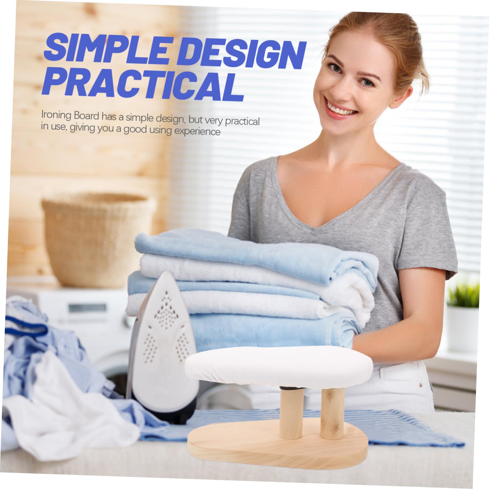 DOITOOL Asse da Stiro Tavolo da Stiro Portatile Multifunzionale Pannello Curvo in Legno Design Versatile e Pratico per Abiti e Maniche per Uso Domestico