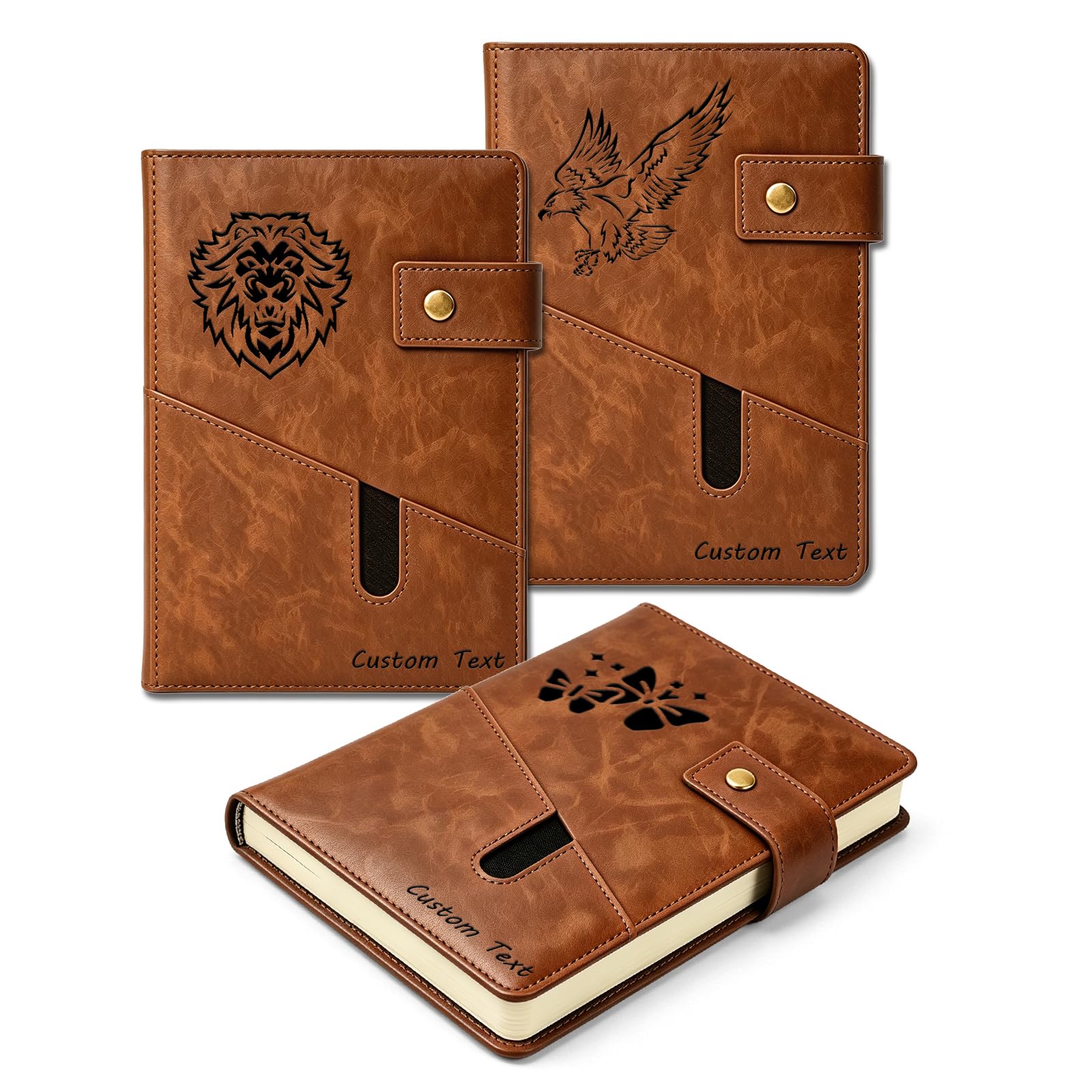 WFE Personalized Custom Notebook A5 Professional Business Leather Notebook 21 x 15 cm Lined Office Journal 200 Pages Personalized Diary for Men Women Work School