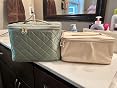 OCHEAL Beige Makeup Bag,Travel Makeup Organizer Bag, Large Capacity Cosmetic Bags For Women Large Travel Toiletry Bag Girls Traveling With Brush Slot And Divider-White