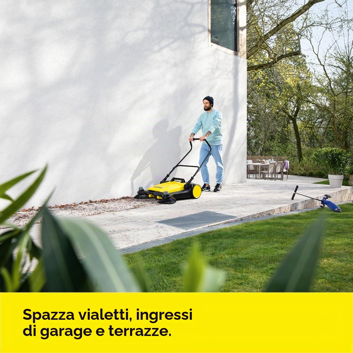 KÄRCHER Spazzatrice a spinta S 6 Twin, 2 spazzole laterali, area: 3000 m²/h, contenitore: 38 l, larghezza di lavoro: 860 mm, impugnatura ergonomica, autoportante, adatta per casa e giardino