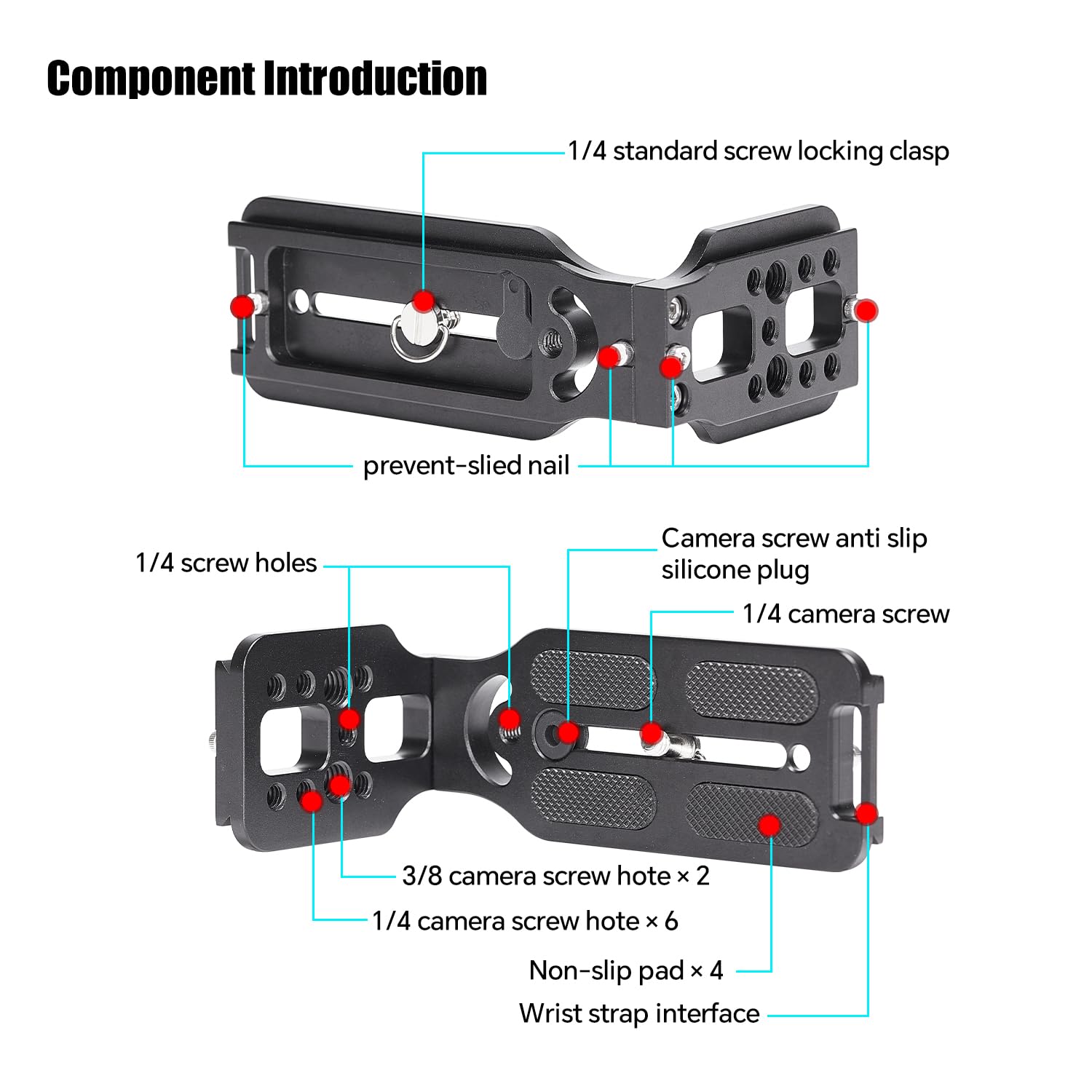 DSLR Camera L Bracket Commutation Verticale Horizontale Trépied Plaque de Dégagement Rapide Compatible avec Canon Nikon Sony DJI Osmo Ronin Zhiyun Stabilisateur Trépied Monopode